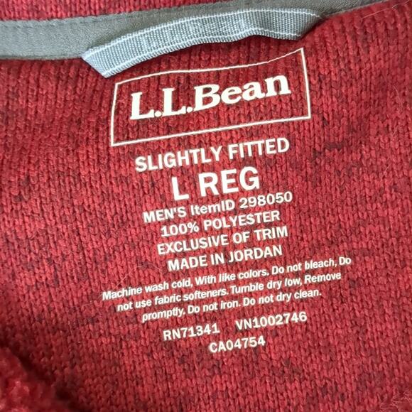 LL Bean Men's Slightly Fitted Red Sweater Fleece Pullover Size Large Reg - Picture 6 of 7